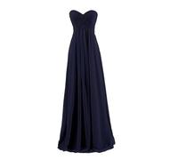 Vestidos de dama de honor Vestidos de dama honor elegantes sin tirantes, gasa, con pliegues y escote en forma corazón, for bodas, fiestas, noches, formales bailes graduación Para la noche(Deep Blue,2)