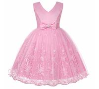 Vestidos de desfile de bodas Falda de princesa bordada Vestido de rendimiento de encaje de encaje Vestido de de Navidad Vestido de dama de honor de encaje de niñas de flores largo (5-6 Years)