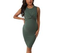 Vestidos de Embarazo, Ropa Maternidad Verano, Temperamento, Giro, Punto Acanalado, Color sólido, Vestido, for Mujeres Embarazadas(XL)