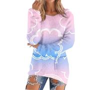 Vestidos de felpa para mujer, sudadera para mujer, sudadera con estampado gráfico del Reino Unido 2026, manga larga, suave, cómoda, cuello redondo, elegante, camisa casual de gran tamaño, deportes