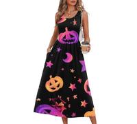 Vestidos De Fiesta Mujer Elegantes Disfraz Halloween Adulta Estampado De Halloween Gotico Vestido Medieval Mujer Sexy Fiestas Y Cosplay Vestidos Moda Sin Mangas Dresses for Women M