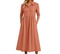 Vestidos De Fiesta Mujer Elegantes Elegante, Vestidos Elegantes Mujer Medieval, Camisero Informal Manga Larga con Bolsillos Y Abertura Frontal Estilo CáRdigan CóModo Llevar Summer Dresses For Women