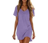 Vestidos De Fiesta Mujer Elegantes Elegante, Vestidos Elegantes Mujer Medieval, Informal Verano Manga Corta con Bolsillo Color Liso Estilo TúNica CóModa Y Relajada Summer Dresses For Women