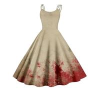 Vestidos De Fiesta Mujer Elegantes Manga Larga Medieval Invierno Disfraz Halloween Adulto Mujer Araña Patchwork Pirata Vestidos Fiesta Popular Traje Halloween Ghostface 2#sandía roja XL