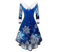 Vestidos De Fiesta Mujer Elegantes Navidad Vestido Talla Grande Manga Larga V-Neck Sexy Fashion Christmas Dresses Ejercito Verde L