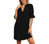 Vestidos De Fiesta Mujer Elegantes Verano, Vestidos Elegantes Mujer Casual, Informal Verano Color Liso con Cuello Relajado Fruncido Manga Midi Cintura Fruncida TúNica Fluida Dresses For Women