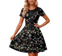 Vestidos De Fiesta Mujer Elegantes Verano, Vestidos Elegantes Mujer Sexy, Informal Manga Corta con Estampado Fluido Estilo TúNica CóModo Y Moda Uso Diario Estampado Integral Summer Dresses For Women