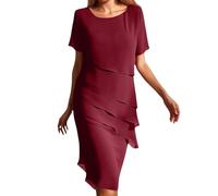 Vestidos De Fiesta Mujer Elegantes,Vestido Verano Casual Vestidos De Boda Invitada Manga Corta Coctel Volante Dobladillo A LíNea Ropa Elegante Vestido Playas y Fiestas de Vacaciones Noche Primavera