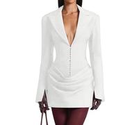 Vestidos De Fiesta Mujer Elegantes - Vestidos Elegantes Mujer Elegante Largo Ropa Noche Moda Manga Larga Ajustado Vestido Sexy Slim Fit Cena Empresa Otoño Primavera Dress Blanco L