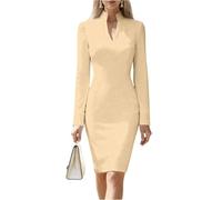 Vestidos De Fiesta Mujer Elegantes Vestidos Elegantes Mujer Elegante Largo Vestido Moda Ajustado Cena Empresa Ropa Casual Sexy Noche Manga Larga Otoño Primavera Dress Beis S