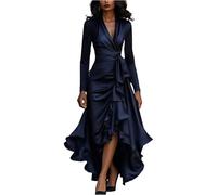 Vestidos De Fiesta Mujer Elegantes Vestidos Elegantes Mujer Entallado Manga Larga Ropa Moda Slim Fit Boda Invitada Vestido Ajustado Casual Noche Largo Primavera Otoño Dress Marina XL