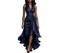 Vestidos De Fiesta Mujer Elegantes - Vestidos Elegantes Mujer Moda Manga Larga Dress Boda Invitada Elegante Largo Casual Ropa Sexy Slim Fit Cena Empresa Otoño Primavera Vestido Marina M
