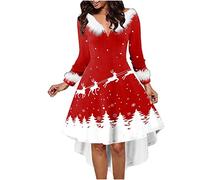 Vestidos De Fiesta Mujer Moda Vestido Nochevieja Vestidos Fin De Año Navideño Reno Talla Grande Cuello en V Vestido Otoño Invierno Vestidos Mujer Sexy Disfraz Navidad Mujer Elegante Dress Suéter