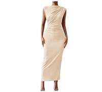 Vestidos De Fiesta Mujer-Vestido Bodycon Fruncido De Verano Casual Sin Mangas con Abertura En La Espalda Elegante Club Noche CóCtel Maxi Vestidos