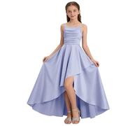 Vestidos de fiesta para niñas, con tirantes delgados, vestidos de dama de honor para jóvenes, vestido de satén de seda, vestido de niña de flores, vestido casual, uso diario, ocasiones especiales, 5