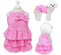 Vestidos de gato solo para gatos, vestidos rosas para perros pequeños con decoración de lazo con volantes, bonita ropa de verano para perras, vestido de pastel de capa escalonada para perros pequeños,