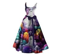 Vestidos de Halloween Para Mujer Bruja Halloween Scary Disfraces de Calabaza Multicolor Calavera Vestido Mujer Miedo Vampiresa Hallowen Muerte Disfraz de Bruja Multicolor 3XL