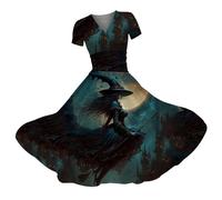 Vestidos de Halloween para mujer, vestidos de verano góticos, cuello en V, vestidos de noche con impresión 3D, vestido de cóctel, vestido de fiesta, vestido de fiesta, vestido de baile, vestido