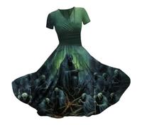 Vestidos de Halloween para mujer, vestidos de verano góticos, cuello en V, vestidos de noche con impresión 3D, vestido de cóctel, vestido de fiesta, vestido de fiesta, vestido de baile, vestido