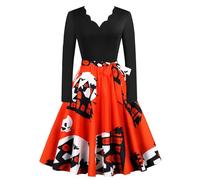 Vestidos de Halloween para mujer, vestidos de verano góticos, vestidos de noche con impresión 3D, vestido de cóctel, vestido de fiesta, largo hasta la rodilla, vestido de baile, manga larga, vestido
