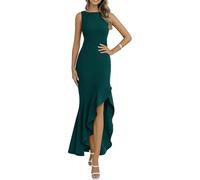 Vestidos de invitada de Boda para Mujer 2026 Vestido Largo Formal Verano con Volantes, Vestido cóctel Estilo Sirena, Noche Largo, Vestidos Gala Verde Oscuro Talla pequeña