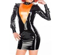 Vestidos De Látex Con Mangas Largas Cremallera En La Parte Posterior Traje De Goma,Personalizado (por Favor, Deje Un Mensaje),X-Pequeño