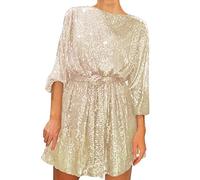 Vestidos de Lentejuelas para Mujer Mini Vestido de Encaje Cuello En V Cuello Lentejuelas Brillante Sexy Vestido de Noche Vestido de Fiesta Negro para Cóctel, Ceremonia, Fiesta, Oficina