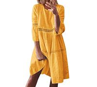 Vestidos de lino para mujer, vestidos bohemios de verano del Reino Unido para mujer, vestido largo de gran tamaño, cintura caída, vestido recortado, vestidos de playa, vestidos de verano midi