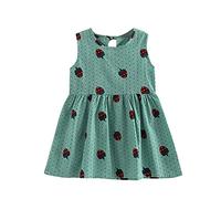Vestidos de lino y algodón con volantes para niñas, vestido sin mangas con estampado de lunares para bebé, casual, trajes de verano, para primavera, cuello redondo, ropa de angustia, verde, 2-3 años