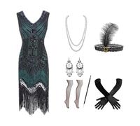 Vestidos de los años 20 para mujer, vestidos con flecos y lentejuelas con cuentas pesadas, disfraces de mujer con accesorios para vestidos de los años 20, Cosplay Mi Héroe Academia Traje Pelucas