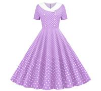 Vestidos de lunares para mujer, estilo vintage rockabilly, con cuello en V, manga corta, casual, estilo swing, línea A, para cóctel, fiesta de los años 1950, vestido de noche de graduación. Sus