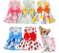 Vestidos de Mascota Princesa Florales 5 Piezas Trajes Bonitos Verano para Perros Pequeños Yorkies Hembras Gatos y Mascotas Pequeñas Atuendo Adorable Fiestas Vacaciones