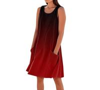 Vestidos De Mujer Cuello Redondo Color Degradado - Ropa Verano Mujer Summer Dress Exquisito Casual, Vestidos Anchos Playa Glamour Dresses for Women Vacaciones Calle Rojo M