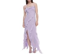 Vestidos de Mujer de Malla de Retazos de Verano con Cuello en V Vestido Largo Ajustado Casual sin Mangas sólido hasta el Suelo Vestido de Verano (Color : Light Purple, Size : Small)