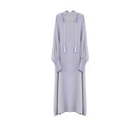 Vestidos de mujer de manga larga Abaya Musulmana Vestido de oración 1 pieza árabe I Slamic Ropa con capucha maxi vestido de casa para mujer, gris, M