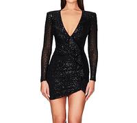 Vestidos de mujer vestido Navidad mujer corto vestido brillo novia elegante vestido de cintura alta ceremonia vestidos lentejuelas vestido manga larga vestidos cóctel baile Navidad ofertas relámpago
