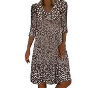 Vestidos de Navidad 2026 para mujer, suéter de manga larga, cuello redondo, estampado de gnomos de gran tamaño, ligero, vestido midi, marrón, 5XL