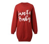 Vestidos de Navidad para mujer, cuello redondo, holgado, de punto, con letras "Santa Baby", rosso, XXL