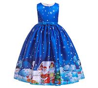 Vestidos de Navidad para niños, Vestido de Navidad Niñas Vestido de Invierno Cuello Redondo Sin Mangas Vestidos Con Estampado Divertido Vestido de Noche Vestido de Princesa Merry Christmas Fiesta de