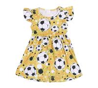 Vestidos de niña 2026 Vestido Casual para Niñas Con Estampado De Béisbol Y Volante, Traje De Verano Juguetón Para Niños Pequeños Vestido De Princesa Blanca Largo Color Sólido, amarillo, 8-9 años
