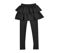 Vestidos de niña Cake Culottes Leggings con Volantes Tutú Falda Pantalones Cómodos Medias sin pie para niños, Negro , 3-4 años