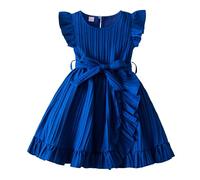 Vestidos De NiñA De 2 A 5 AñOs-Vestidos De Vestir con Lazo Liso Y Mangas Abullonadas para NiñAs PequeñAs