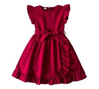 Vestidos De NiñA De 2 A 5 AñOs-Vestidos De Vestir con Lazo Liso Y Mangas Abullonadas para NiñAs PequeñAs