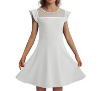 Vestidos De NiñA para Ceremonia-Vestido De Verano para NiñAs, con Mangas con Volantes, De Malla, Corte A, Informal, para Fiesta, con Bolsillos, para NiñOs De 4 A 11 AñOs