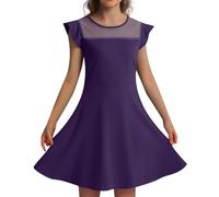 Vestidos De NiñA para Ceremonia-Vestido De Verano para NiñAs, con Mangas con Volantes, De Malla, Corte A, Informal, para Fiesta, con Bolsillos, para NiñOs De 4 A 11 AñOs