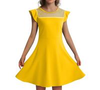 Vestidos De NiñA para Ceremonia-Vestido De Verano para NiñAs, con Mangas con Volantes, De Malla, Corte A, Informal, para Fiesta, con Bolsillos, para NiñOs De 4 A 11 AñOs