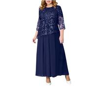Vestidos de noche para mujer, elegante, manga 3/4, bordado, de encaje, vestido largo de gasa, modesto, formal, vestidos de cóctel para madres de la novia/novio, tallas grandes, oferta de liquidación