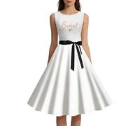 Vestidos de novia para mujer, vestido blanco, sin mangas, elegante, largo, vestido de novia, vestido de novia, vestido de novia, cuello redondo, vestido de novia, vestido de oficina de registro