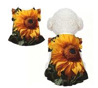 Vestidos de perro con estampado de girasol amarillo sobre fondo marrón, linda camisa para perro, falda sin mangas, vestido de verano para mascotas, para cachorros, gatos pequeños, talla XS