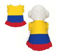 Vestidos de perro con estampado de la bandera de Colombia, linda camisa para perro, falda sin mangas, vestido de verano para mascotas, para cachorros y gatos pequeños, S